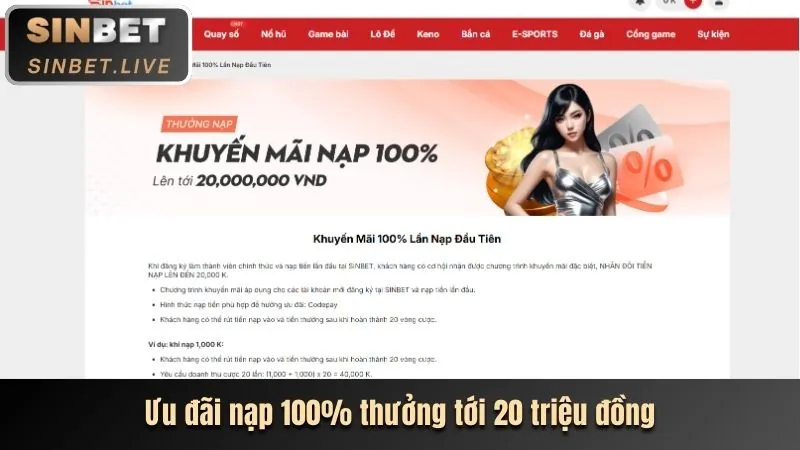 Ưu đãi chào mừng thành viên mới Sin88